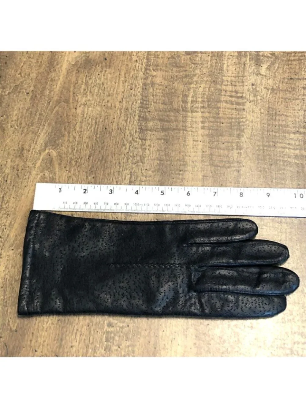 Fownes Black Leather Fleece Lined Winter Dress Driving Gloves Size 7 1/2